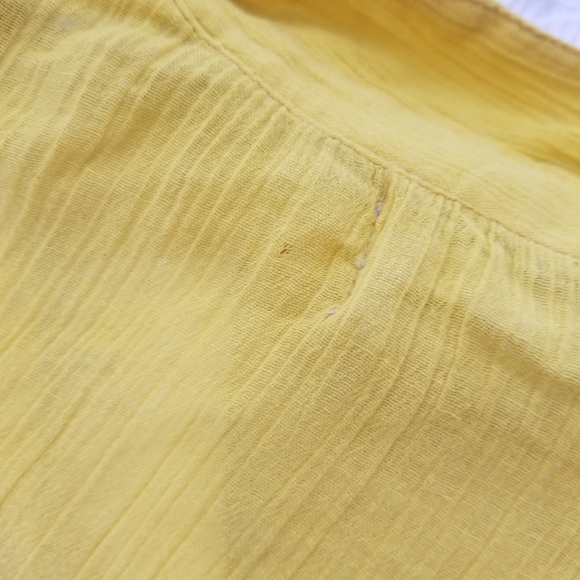 UO Boho Babydoll Yellow Tie Front Top - Picture 7 of 8